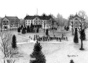 Albion College Campus 1898 - 500px art copyright Maggie LaNoue