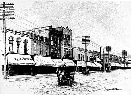 Downtown Albion 1910 - 500px art copyright Maggie LaNoue