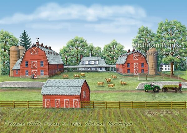 Albion Haven Hills Farm Color - 1000px art copyright Maggie LaNoue