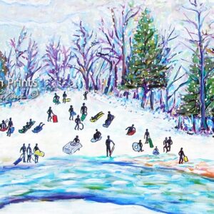 Albion River Mural Sledding - 1000px art copyright Maggie LaNoue