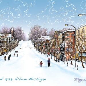 Albion Michigan Blizzard Michigan Prints 1000px art copyright Maggie LaNoue