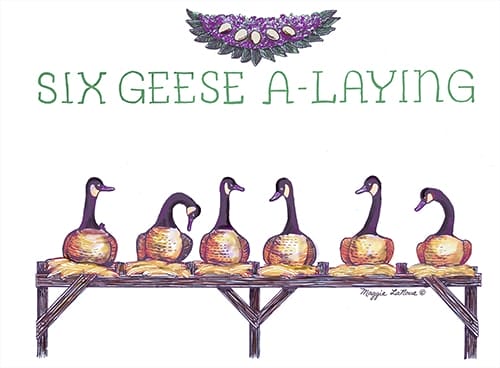 Christmas - Six Geese Laying - 500px art - copyright Maggie LaNoue