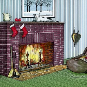 Fireplace with Stockings Hung - Michigan Prints - 1000px art copyright Maggie LaNoue