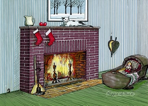 Fireplace with Stockings Hung - Michigan Prints - 500px art copyright Maggie LaNoue