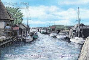 Lake - Fishtown, Leland - Michigan Prints - 1000px art copyright Maggie LaNoue