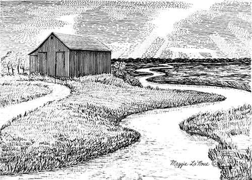 Barns - Mears Farm - 500px art copyright Maggie LaNoue