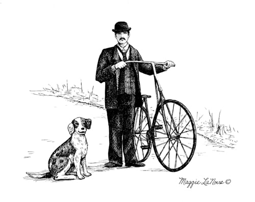 Cyclist and Dog - 500px art copyright Maggie LaNoue
